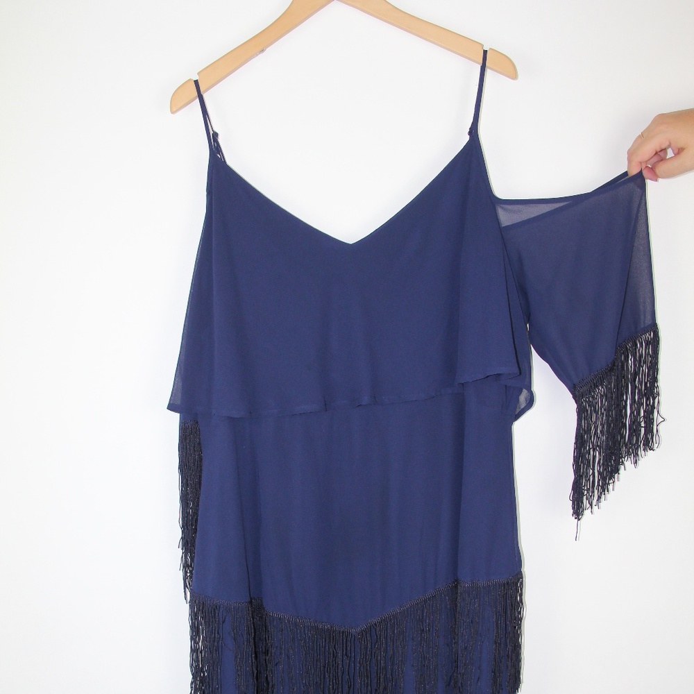 ASOS CURVE COLD SHOULDER FRINGE DRESS